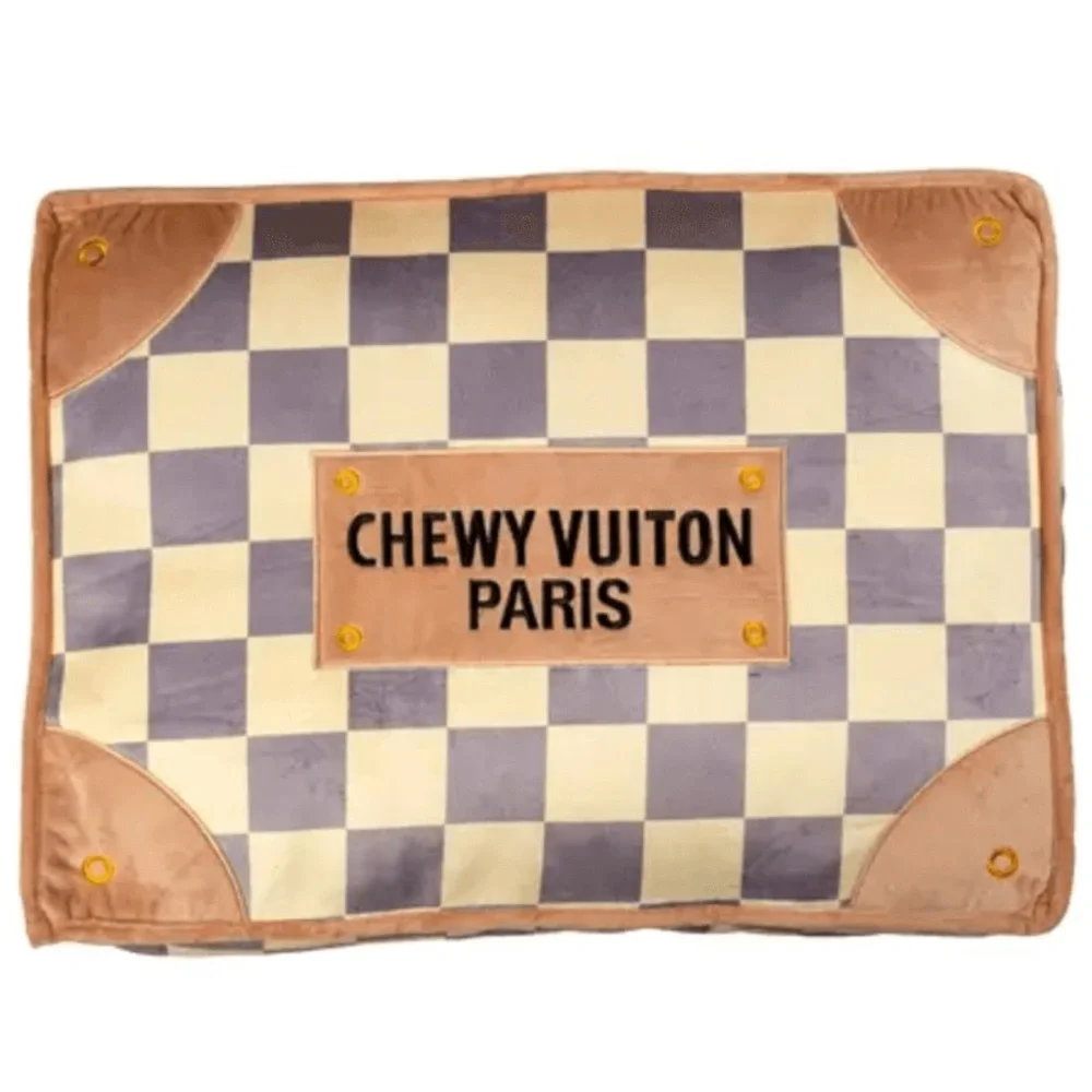 Checkered Chewy Vuiton Dog Bed - Large
